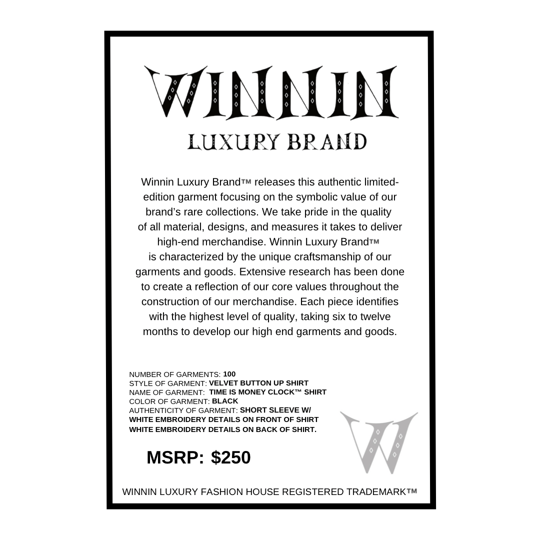 Time Is Money Clock™ Velvet Shirt