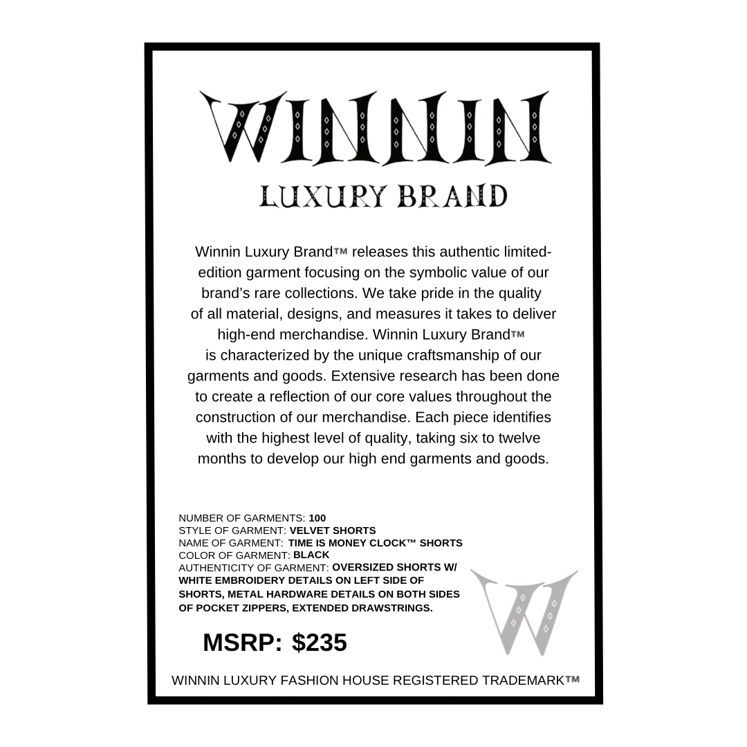 Time Is Money Clock™ Velvet Shorts